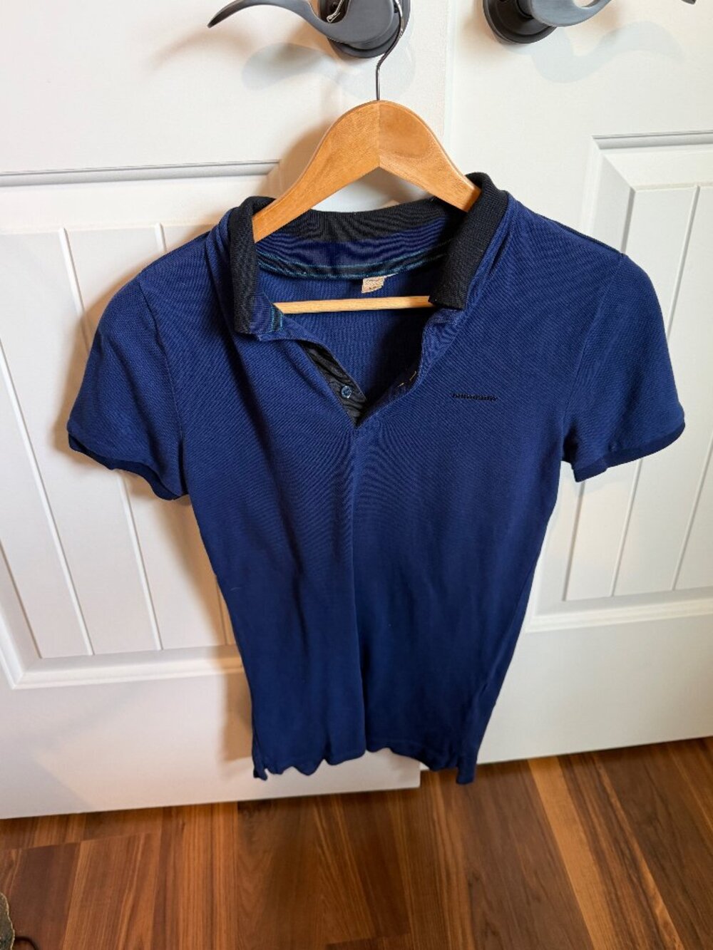 Burberry London Men's Blue Cotton Polo Shirt Logo Collar Size XS